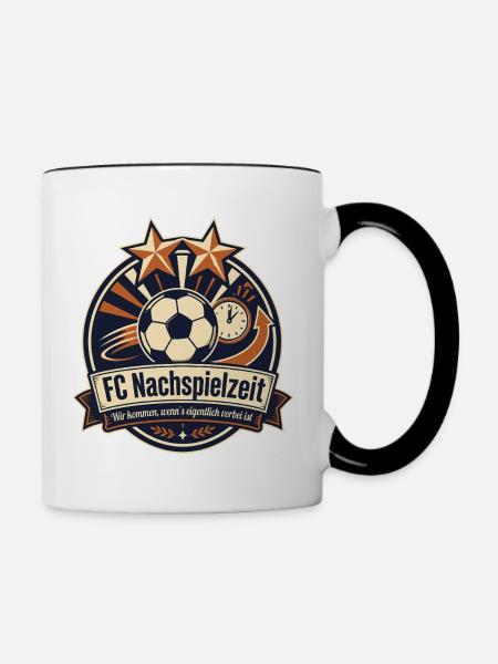 FC Nachspielzeit - Tasse zweifarbig - Weiß/Schwarz