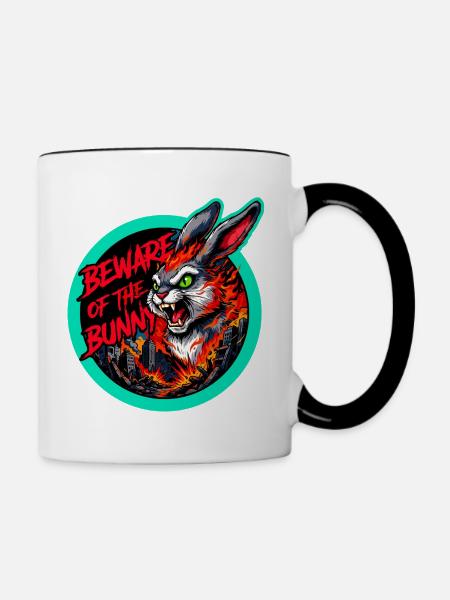 Horror Hase XXL - Tasse zweifarbig - Weiß/Schwarz