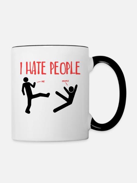 Ich hasse Menschen - Tasse zweifarbig - Weiß/Schwarz