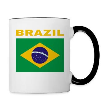 Brazilian Flag Brazil Bandeira Proud Brasileno - Contrasting Mug - white/black - Right