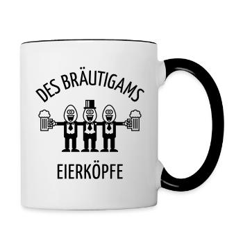 Des Bräutigams Eierköpfe (JGA / Trauzeuge / 1C) - Tasse zweifarbig - Weiß/Schwarz - Rechts