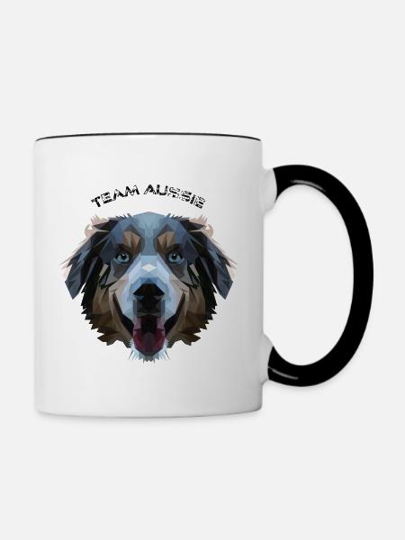 Aussie im Polygondesign - Geometrie - Tasse zweifarbig - Weiß/Schwarz