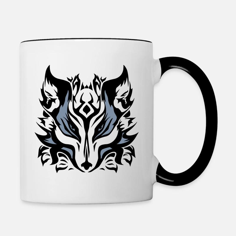 Visage de loup / renard - Mug contrasté - blanc/noir