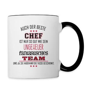 Bester Chef fantastisches Team Tasse - Tasse zweifarbig - Weiß/Schwarz - Rechts
