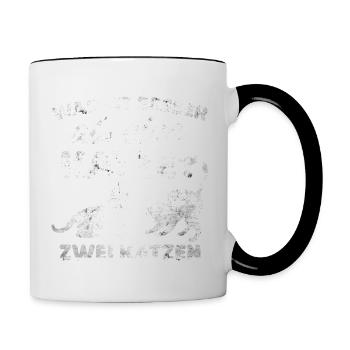 Was ist besser als eine Katze zwei Katzen Kätzchen - Tasse zweifarbig - Weiß/Schwarz - Rechts