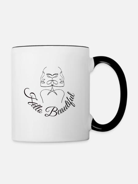 Hello Beautiful - Tasse zweifarbig - Weiß/Schwarz