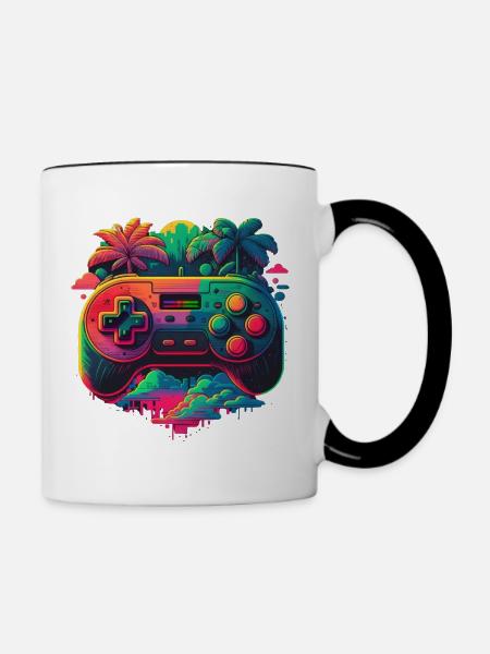 Retro Konsole - Tasse zweifarbig - Weiß/Schwarz