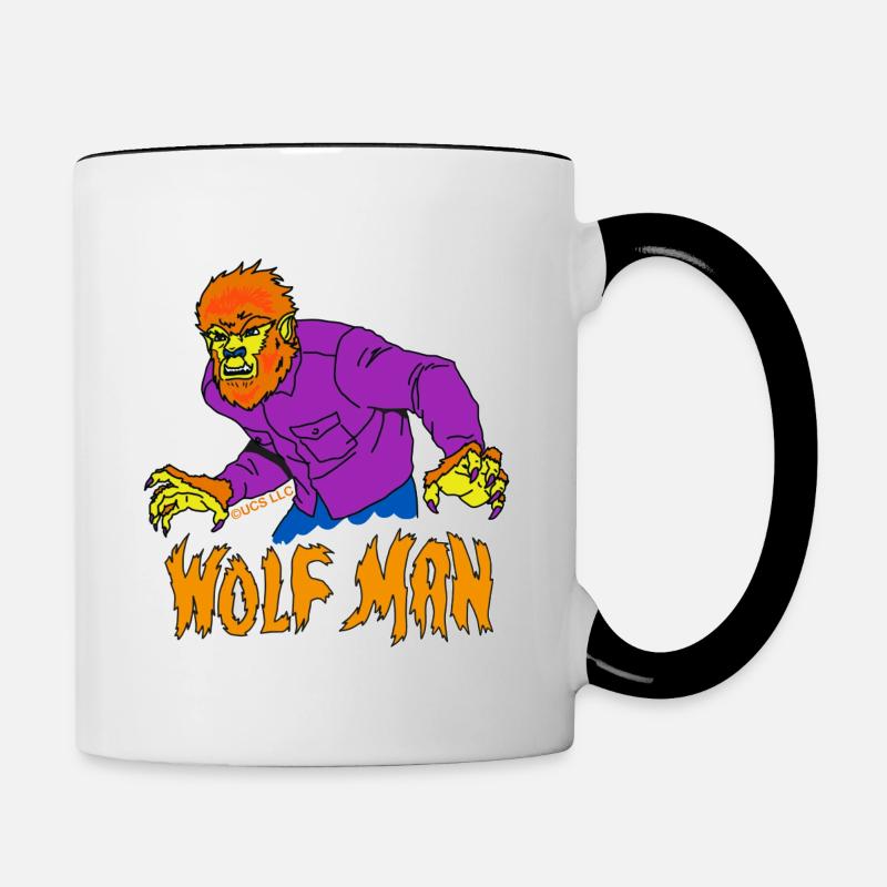 Universal Monsters Wolf Man Mit Schriftzug - Tasse zweifarbig - Weiß/Schwarz