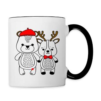 Teddy and Deer - Contrasting Mug - white/black - Right