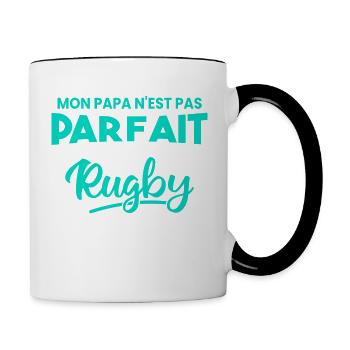 Mon Papa N'est Pas Parfait - Rugby - Mug contrasté - blanc/noir - Droite