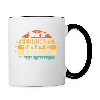 Né en février 1965 - cadeau d'anniversaire - Mug contrasté - blanc/noir - Droite