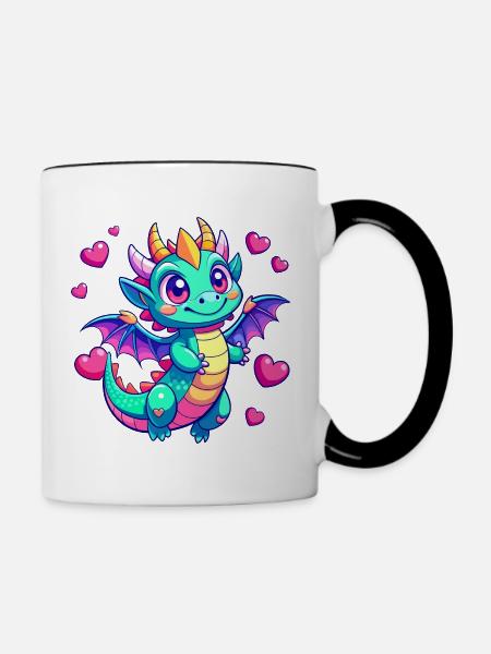 Farbenfroher Drache - Tasse zweifarbig - Weiß/Schwarz