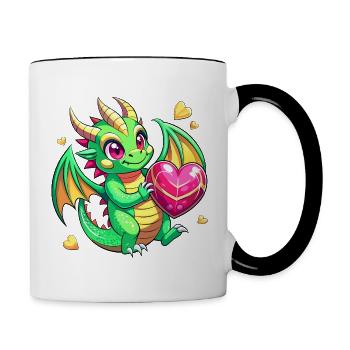 Dragon coloré - Mug contrasté - blanc/noir - Droite