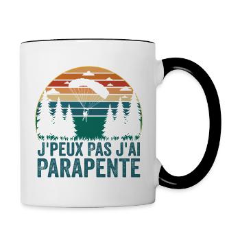 Ich kann nicht Gleitschirm, Gleitschirm Geschenk - Tasse zweifarbig - Weiß/Schwarz - Rechts