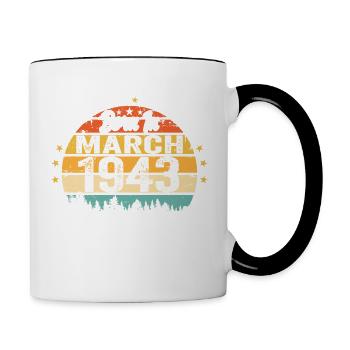 Mars 1943 Vintage Vintage Rétro Anniversaire 1943 - Mug contrasté - blanc/noir - Droite