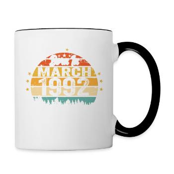Mars 1992 Vintage Vintage Retro Anniversaire 1992 - Mug contrasté - blanc/noir - Droite