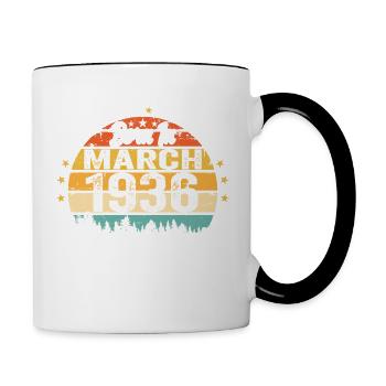 March 1936 Vintage Vintage Retro Birthday 1936 - Contrasting Mug - white/black - Right