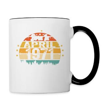 Cadeau d’anniversaire avril 1971 Vintage avril 1971 - Mug contrasté - blanc/noir - Droite
