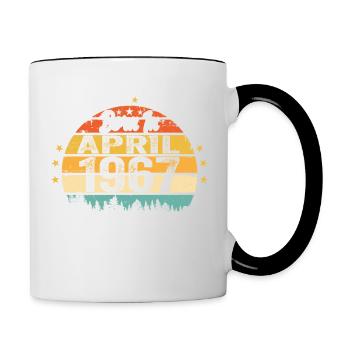 Cadeau d’anniversaire avril 1967 Vintage avril 1967 - Mug contrasté - blanc/noir - Droite