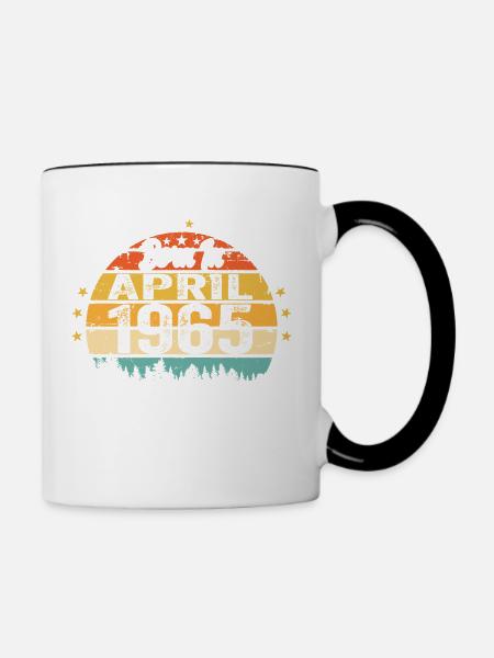 April 1965 Geburtstagsgeschenk April 1965 Vintage - Tasse zweifarbig - Weiß/Schwarz