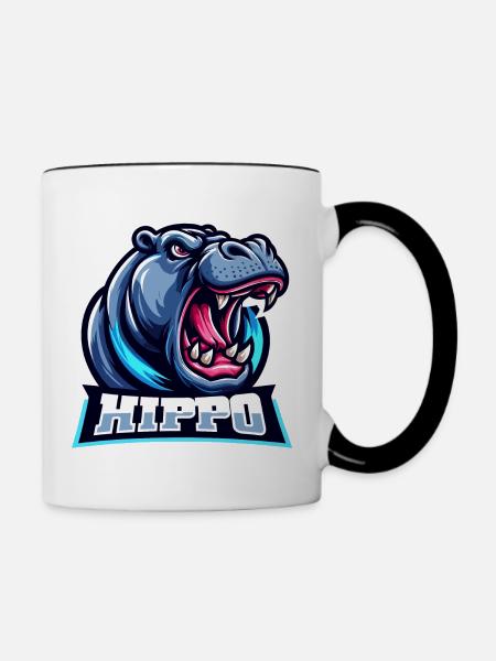 Nilpferd - Tasse zweifarbig - Weiß/Schwarz