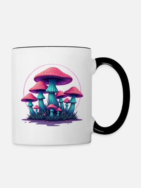 Psychedelische Pilze - Tasse zweifarbig - Weiß/Schwarz