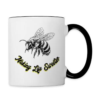 Bienen machen das Leben süßer Imker - Tasse zweifarbig - Weiß/Schwarz - Rechts