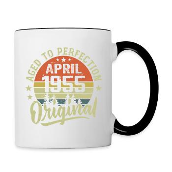 April 1955 Geburtstag - April 1955 Geschenkidee - Tasse zweifarbig - Weiß/Schwarz - Rechts