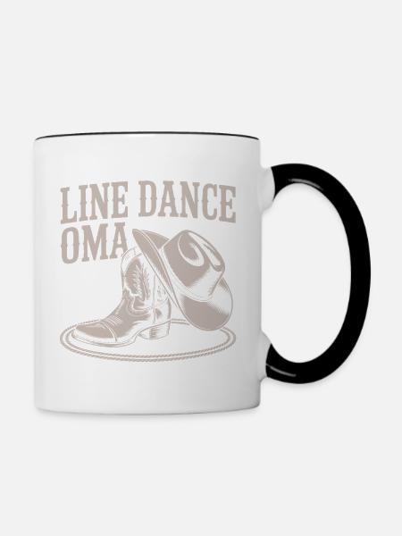 Line Dance Oma Western Boots - Tasse zweifarbig - Weiß/Schwarz