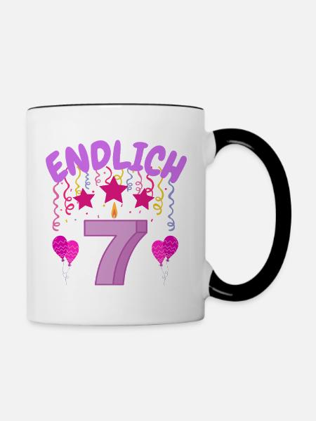 Endlich 7 - Tasse zweifarbig - Weiß/Schwarz