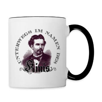 Unterwegs im Namen des Kinis - schwarz / sepia - Tasse zweifarbig - Weiß/Schwarz - Rechts