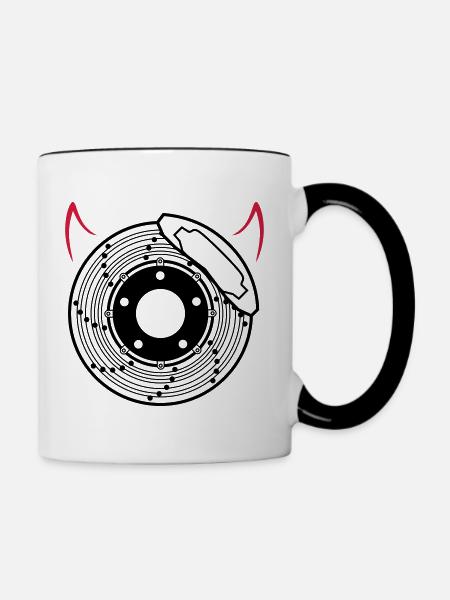 Bremsscheibe mit Hörner 2farbig - Tasse zweifarbig - Weiß/Schwarz