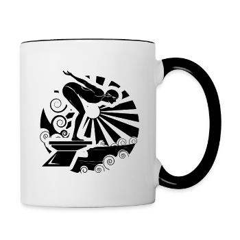 Schwimmen - Starting in the sun - Tasse zweifarbig - Weiß/Schwarz - Rechts