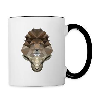 Löwe & Lamm - Lion & Lamb - Poly Design - Jesus - Tasse zweifarbig - Weiß/Schwarz - Rechts