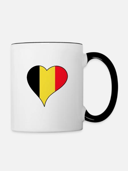 Belgien Nationalflagge - Tasse zweifarbig - Weiß/Schwarz
