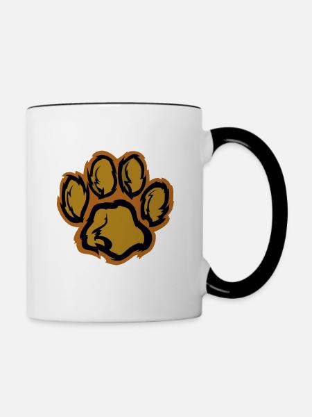 Tierpfote Hund Katze - Tasse zweifarbig - Weiß/Schwarz