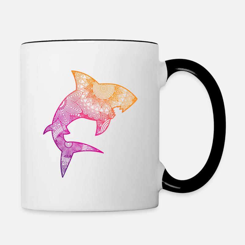 Requin, requin - Mug contrasté - blanc/noir