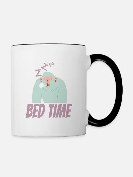Bed Time, Schlafenszeit - Tasse zweifarbig - Weiß/Schwarz