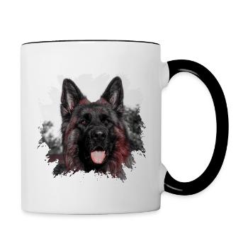 Schäferhund - Tasse zweifarbig - Weiß/Schwarz - Rechts