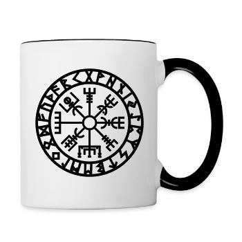 Vegvisir Kompass Rune Wikinger - Tasse zweifarbig - Weiß/Schwarz - Rechts