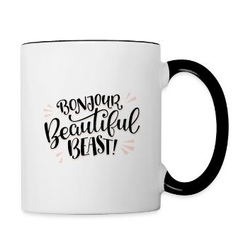 Bonjour, belle bête! - Mug contrasté - blanc/noir - Droite