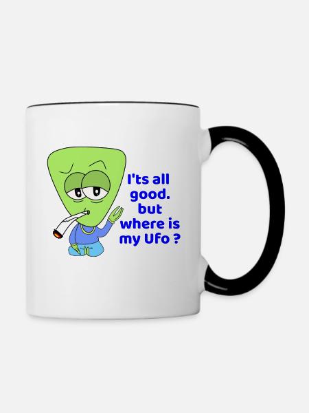 lustiger Kiffer Alien - Tasse zweifarbig - Weiß/Schwarz