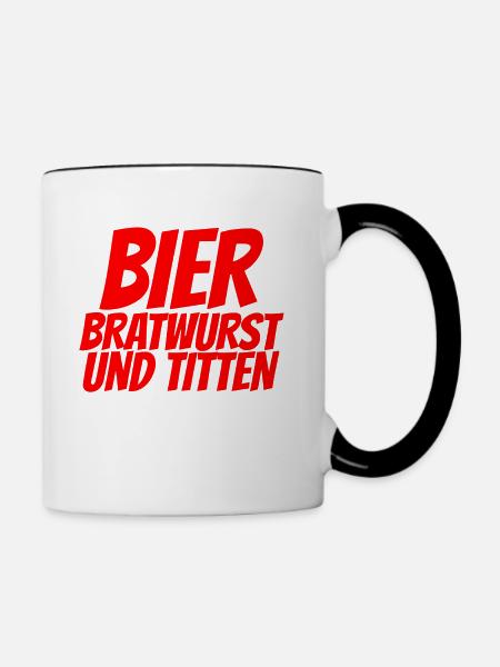 BIER BRATWURST UND TITTEN - Tasse zweifarbig - Weiß/Schwarz