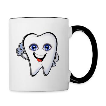 Zahnarzt Zahn - Tasse zweifarbig - Weiß/Schwarz - Rechts