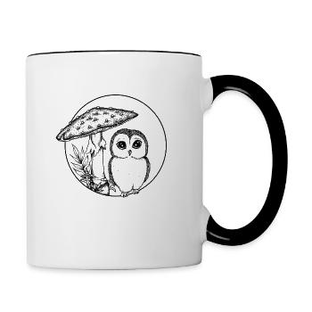 Owl and mushroom - Contrasting Mug - white/black - Right