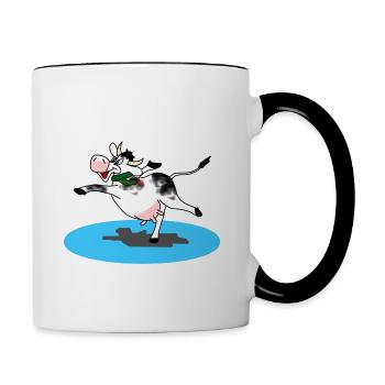 Cow on the ice - Contrasting Mug - white/black - Right