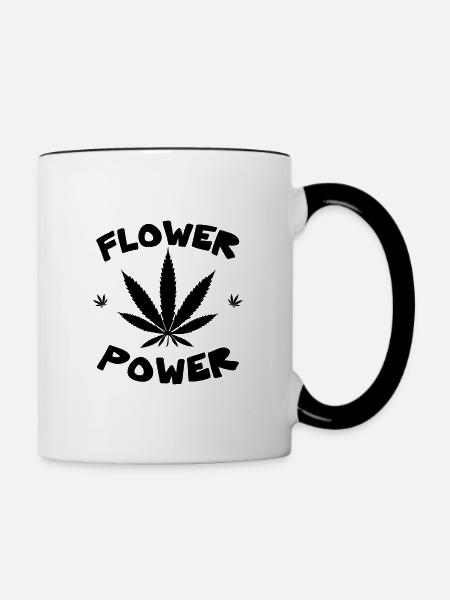 Flower Power - Tasse zweifarbig - Weiß/Schwarz
