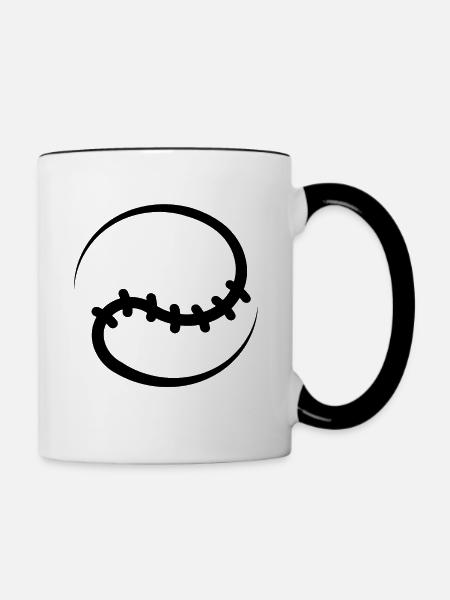 Baseball Ball - Tasse zweifarbig - Weiß/Schwarz