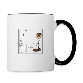 Toilet - pee - stick figure - Contrasting Mug - white/black - Right