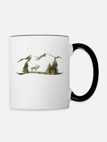 Hirsch im Wald - Tasse zweifarbig - Weiß/Schwarz